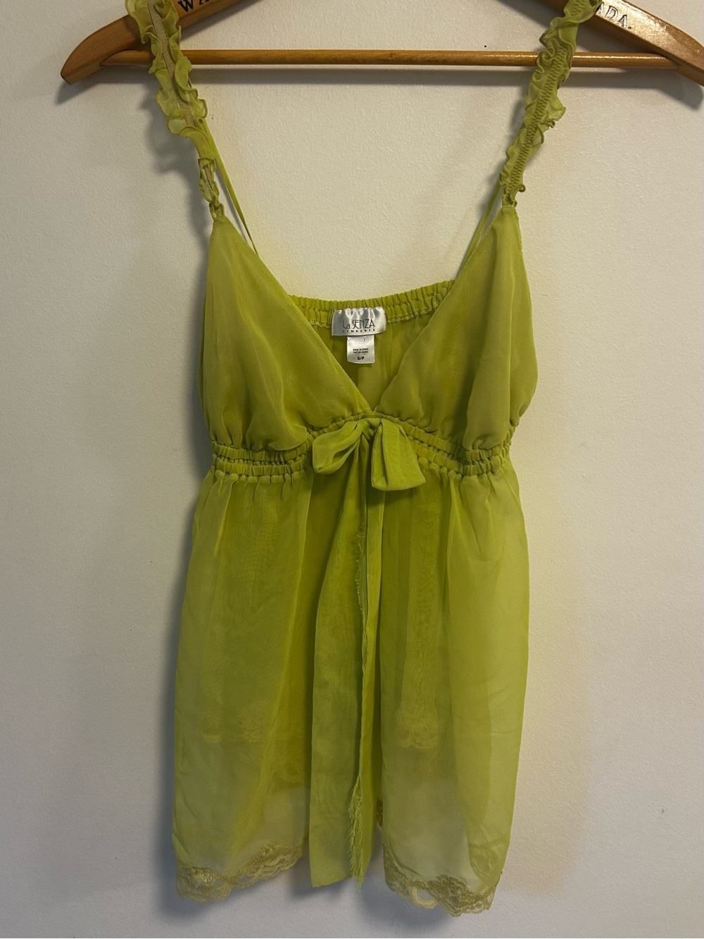 Vintage La Senza Lime Green Sheer Sleeveless Babydoll Tank